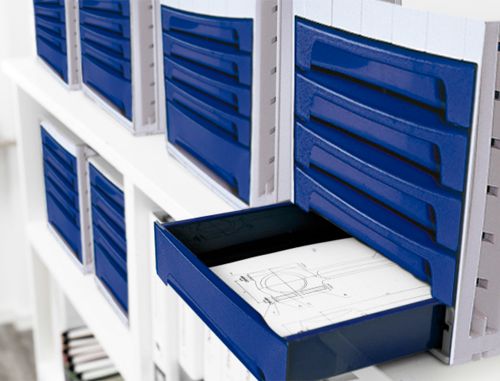 Bloco classificador de secretaria archivo 2000 305x370x215 mm bandeja superior 5 gavetas azul opaco , Q-connect , 43588 , 5705831149243